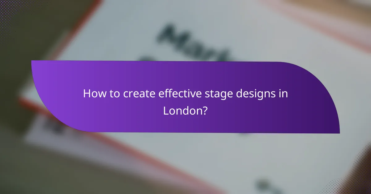 How to create effective stage designs in London?