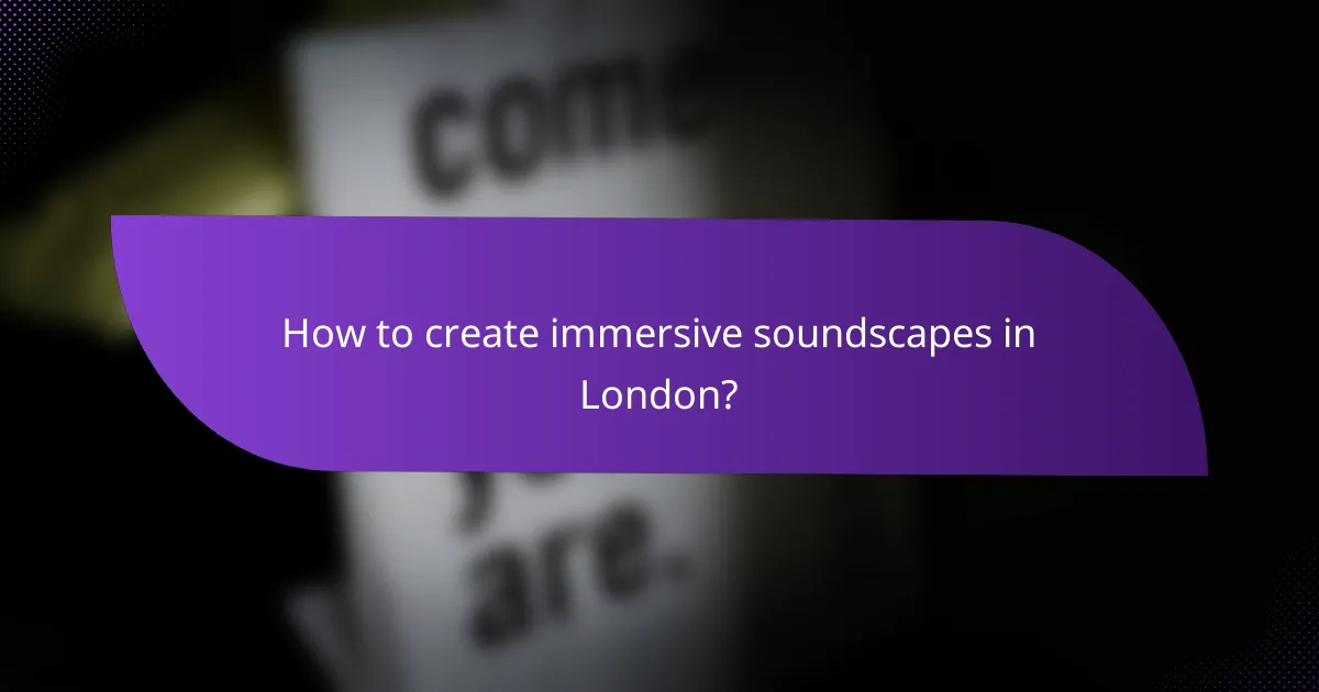 How to create immersive soundscapes in London?