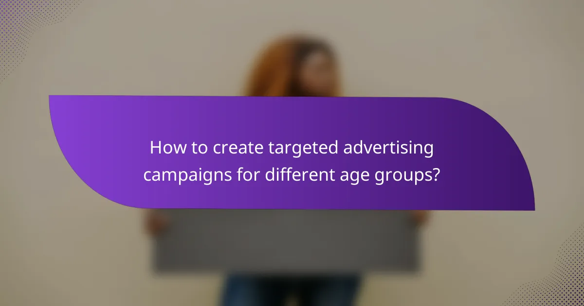 How to create targeted advertising campaigns for different age groups?
