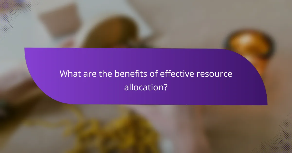 What are the benefits of effective resource allocation?